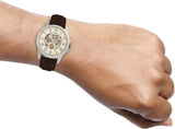  Shop Authentic Fossil Grant Automatic White Dial Brown Leather Strap Watch for Men - ME3052 - Luxxuri