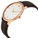  Shop Authentic Movado Ultra Slim White Dial Brown Leather Strap Watch For Men - 0607089 - Luxxuri