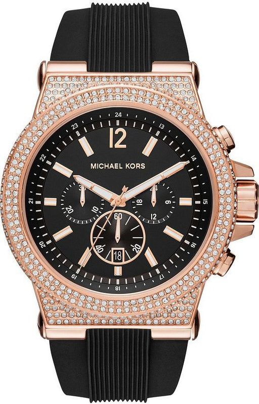  Shop Authentic Michael Kors Dylan Chronograph Black Dial Black Rubber Strap Watch For Women - MK8557 - Luxxuri