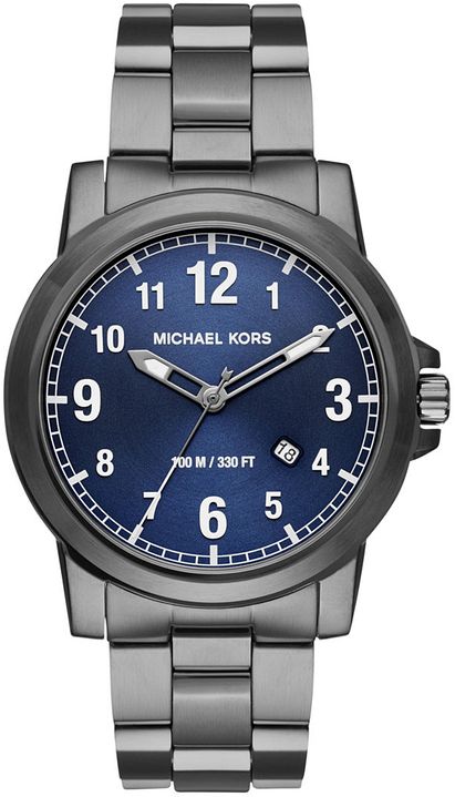  Shop Authentic Michael Kors Paxton Analog Blue Dial Grey Steel Strap Watch For Men - MK8499 - Luxxuri