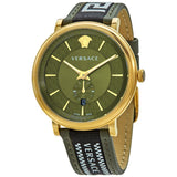  Shop Authentic Versace V-Circle Quartz Green Dial Green Leather Strap Watch for Men - VEBQ01519 - Luxxuri
