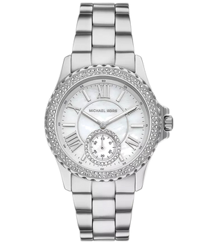 Shop Authentic Michael Kors Everest Three hand Silver Dial Silver Steel Strap Watch For Women - MK7403 - Luxxuri