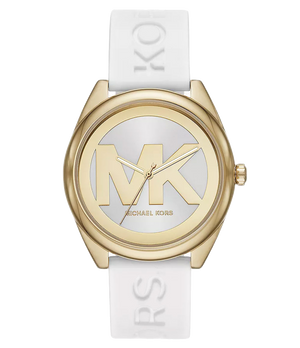  Shop Authentic Michael Kors Janelle Three Hand Silver Dial White Rubber Strap Watch For Women - MK7141 - Luxxuri