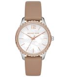  Shop Authentic Michael Kors Layton Mother of Pearl White Dial Brown Leather Strap Watch For Women - MK2910 - Luxxuri