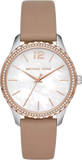  Shop Authentic Michael Kors Layton Mother of Pearl White Dial Brown Leather Strap Watch For Women - MK2910 - Luxxuri