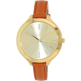  Shop Authentic Michael Kors Runway Quartz Gold Dial Orange Leather Strap Watch For Women - MK2275 - Luxxuri