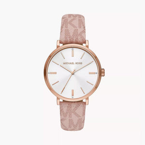  Shop Authentic Michael Kors Pyper Quartz Silver Dial Pink Leather Strap Watch for Women - MK2947 - Luxxuri