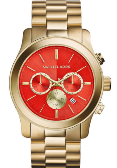  Shop Authentic Michael Kors Runway Quartz Orange Dial Gold Steel Strap Watch For Women - MK5930 - Luxxuri