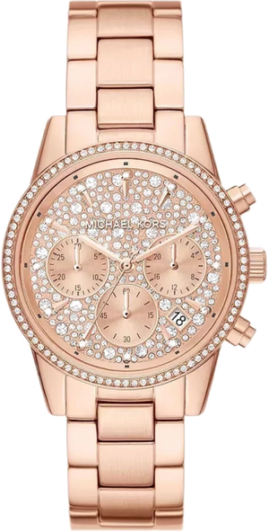  Shop Authentic Michael Kors Ritz Chronograph Rose Gold Dial Rose Gold Steel Strap Watch For Women - MK7302 - Luxxuri