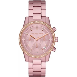  Shop Authentic Michael Kors Ritz Chronograph Rose Gold Dial Rose Gold Steel Strap Watch For Women - MK6753 - Luxxuri