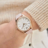  Shop Authentic Michael Kors Layton Three-Hand White Dial Pink Leather Strap Watch for Women - MK2909 - Luxxuri