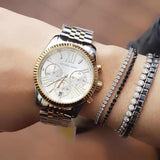  Shop Authentic Michael Kors Lexington Silver Dial Two Tone Steel Strap Watch for Women - MK5955 - Luxxuri
