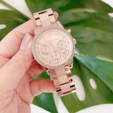  Shop Authentic Michael Kors Ritz Chronograph Rose Gold Dial Rose Gold Steel Strap Watch For Women - MK6598 - Luxxuri