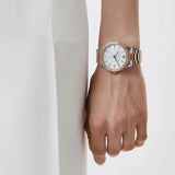  Shop Authentic Michael Kors Layton Three Hand Mother of Pearl White Dial Two Tone Steel Strap Watch For Women - MK6849 - Luxxuri