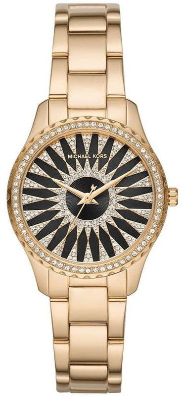  Shop Authentic Michael Kors Layton Quartz Black Dial Gold Steel Strap Watch For Women - MK6892 - Luxxuri