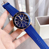  Shop Authentic Michael Kors Cunningham Multifunction Blue Dial Blue Rubber Strap Watch For Men - MK7163 - Luxxuri