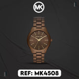  Shop Authentic Michael Kors Slim Runway Brown Dial Brown Steel Strap Watch For Women - MK4508 - Luxxuri