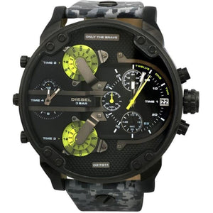 Shop Authentic Diesel Big Daddy Chronograph Black Dial Black Leather Strap Watch For Men - DZ7311 - Luxxuri