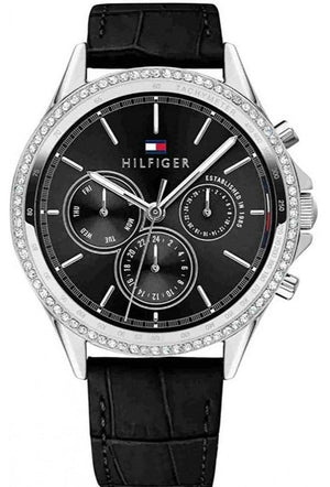  Shop Authentic Tommy Hilfiger Ari Diamonds Black Dial Black Leather Strap Watch for Women - 1781981 - Luxxuri