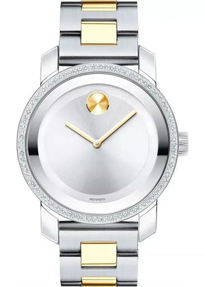 Shop Authentic Movado Bold Diamonds Silver Dial Two Tone Steel Strap Watch for Women - 3600451 - Luxxuri