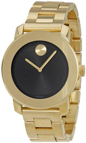  Shop Authentic Movado Bold Black Dial Gold Steel Strap Unisex Watch - 3600397 - Luxxuri