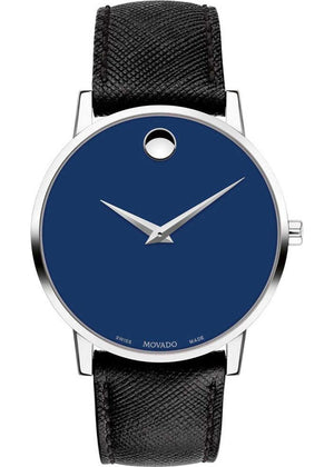  Shop Authentic Movado Museum Classic Blue Dial Black Leather Strap Watch for Men - 0607197 - Luxxuri
