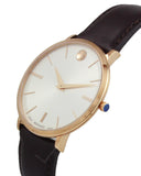  Shop Authentic Movado Ultra Slim White Dial Brown Leather Strap Watch For Men - 0607089 - Luxxuri