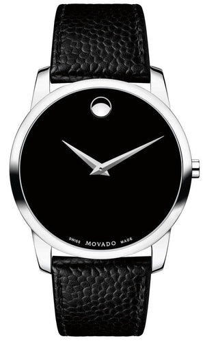  Shop Authentic Movado Museum Black Dial Black Leather Strap Watch For Men - 607012 - Luxxuri