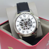  Shop Authentic Fossil Grant Automatic Skeleton White Dial Black Leather Strap Watch for Men - ME3101 - Luxxuri