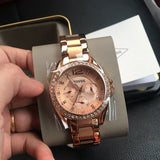  Shop Authentic Fossil Riley Multifunction Rose Gold Dial Rose Gold Steel Strap Watch for Women - ES2811 - Luxxuri
