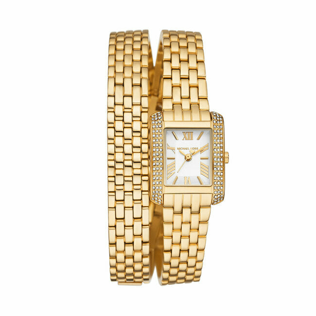  Shop Authentic Michael Kors Emery Pave Double Wrap White Dial Gold Steel Strap Watch for Women - MK4833 - Luxxuri