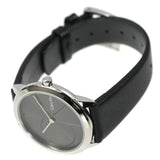  Shop Authentic Calvin Klein Minimal Grey Dial Black Leather Strap Watch for Men - K3M221C3 - Luxxuri