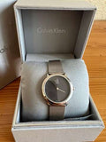 Shop Authentic Calvin Klein Minimal Grey Dial Silver Mesh Bracelet Watch for Women - K3M2212X - Luxxuri