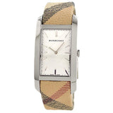  Shop Authentic Burberry The Pioneer Silver Dial Haymarket Beige Leather Strap Watch for Women - BU9406 - Luxxuri