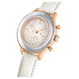  Shop Authentic Swarovski Octea Chrono Crystals White Dial White Leather Strap Watch for Women - 5671150 - Luxxuri