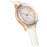  Shop Authentic Swarovski Octea Chrono Crystals White Dial White Leather Strap Watch for Women - 5671150 - Luxxuri