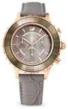 Shop Authentic Swarovski Octea Lux Chrono Grey Dial Grey Leather Strap Watch for Women - 5452495 - Luxxuri