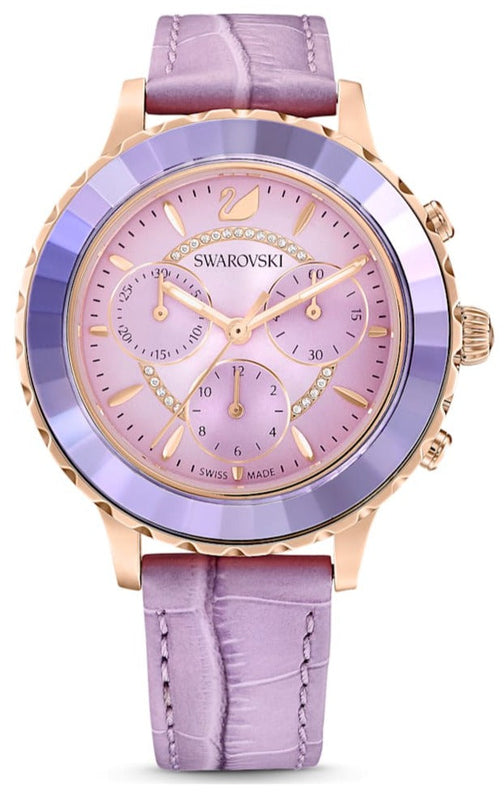 Shop Authentic Swarovski Octea Lux Chrono Purple Dial Purple Leather Strap Watch for Women - 5632263 - Luxxuri