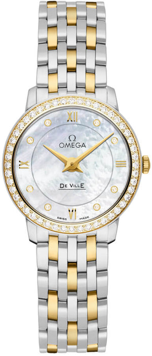  Shop Authentic Omega De Ville Prestige Quartz Diamonds Mother of Pearl Dial Two Tone Steel Strap Watch for Women - 424.25.27.60.55.001 - Luxxuri