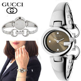  Shop Authentic Gucci Guccissima Quartz Diamonds Brown Dial Silver Steel Strap Watch For Women - YA134503 - Luxxuri