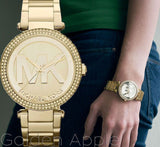  Shop Authentic Michael Kors Parker Diamonds Gold Dial Gold Steel Strap Watch for Women - MK5784 - Luxxuri