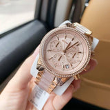  Shop Authentic Michael Kors Ritz Chronograph Rose Gold Dial Two Tone Steel Strap Watch for Women - MK6307 - Luxxuri