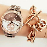  Shop Authentic Michael Kors Lauryn Rose Gold Dial Brown Steel Strap Watch for Women - MK3757 - Luxxuri
