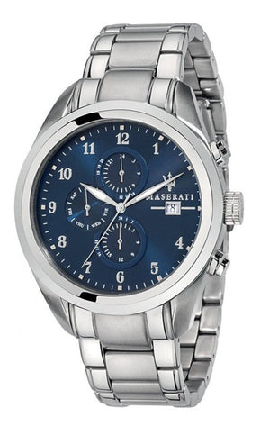  Shop Authentic Maserati Traguardo Blue Dial Silver Steel Strap Watch For Men - R8853112505 - Luxxuri