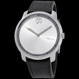  Shop Authentic Movado Bold Silver Dial Black Leather Strap Watch For Men - 3600468 - Luxxuri