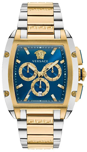 Shop Authentic Versace Dominus Chronograph Blue Dial Two Tone Steel Strap Watch For Men - VE6H00723 - Luxxuri