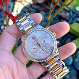  Shop Authentic Michael Kors Brinkley Chronograph Silver Dial Two Tone Steel Strap Watch for Women - MK6188 - Luxxuri