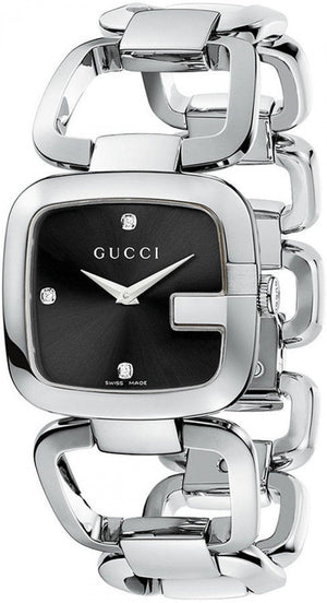  Shop Authentic Gucci G Gucci Diamonds Black Dial Silver Steel Strap Watch For Women - YA125406 - Luxxuri