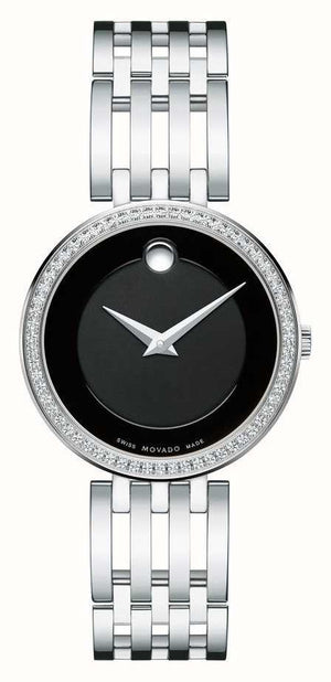  Shop Authentic Movado Esperanza 63 Diamonds Black Dial Silver Steel Strap Watch For Women - 0607052 - Luxxuri