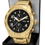  Shop Authentic Fossil Bronson Chronograph Black Dial Gold Steel Strap Watch for Men - FS5877 - Luxxuri